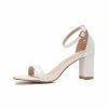 Sandals | Women’s Sandals Cocktail Daily Elegant Leatherette Bridesmaid Shoes Ankle Strap Sandals Block Heel Open Toe Solid Color Summer Buckle Shoes White – Womens