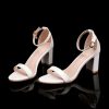 Sandals | Women’s Sandals Cocktail Daily Elegant Leatherette Bridesmaid Shoes Ankle Strap Sandals Block Heel Open Toe Solid Color Summer Buckle Shoes White – Womens