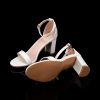 Sandals | Women’s Sandals Cocktail Daily Elegant Leatherette Bridesmaid Shoes Ankle Strap Sandals Block Heel Open Toe Solid Color Summer Buckle Shoes White – Womens