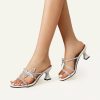 Sandals | Women’s Sandals Cocktail Daily Elegant PU Leather Mules Spool Heel Open Toe Butterfly Summer Slip On Shoes Beige – Womens