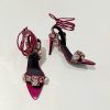 Sandals | Women’s Sandals Cocktail Evening Party Sexy PU Leather Lace Up Sandals High Heel Open Toe Rhinestone Summer Lace-Up Shoes Fuchsia – Womens