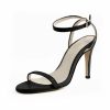 Sandals | Women’s Sandals Cocktail Evening Party Simple PU Leather Ankle Strap Sandals High Heel Open Toe Solid Color Summer Buckle Shoes Black – Womens