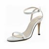 Sandals | Women’s Sandals Cocktail Evening Party Simple PU Leather Ankle Strap Sandals High Heel Open Toe Solid Color Summer Buckle Shoes Black – Womens