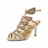 Sandals | Women’s Sandals Cocktail Party Sexy Microfiber Roman Sandals High Heel Open Toe Rhinestone Color Block Summer Buckle Shoes Gold – Womens