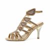 Sandals | Women’s Sandals Cocktail Party Sexy Microfiber Roman Sandals High Heel Open Toe Rhinestone Color Block Summer Buckle Shoes Gold – Womens