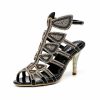 Sandals | Women’s Sandals Cocktail Party Sexy Microfiber Roman Sandals High Heel Open Toe Rhinestone Color Block Summer Buckle Shoes Gold – Womens