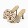 Sandals | Women’s Sandals Cocktail Sexy Satin Mules High Heel Open Toe Flower Solid Color Summer Slip On Shoes Pink – Womens