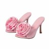 Sandals | Women’s Sandals Cocktail Sexy Satin Mules High Heel Open Toe Flower Solid Color Summer Slip On Shoes Pink – Womens