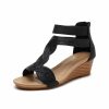 Sandals | Women’s Sandals Daily Boho Vintage PU Leather Wedge Sandals Wedge Heel Open Toe Summer Zipper Shoes Gold – Womens