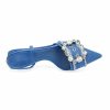 Sandals | Women’s Sandals Daily Casual Denim Slingbacks Flare Heel Point Toe Rhinestone Buckle Summer Slip On Shoes Blue – Womens