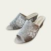 Sandals | Women’s Sandals Daily Casual Lace Mules Chunky Heel Block Heel Open Toe Solid Color Summer Slip On Shoes Silver – Womens