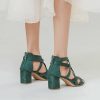 Sandals | Women’s Sandals Daily Casual Suede Roman Sandals Block Heel Open Toe Solid Color Summer Zipper Shoes Green – Womens