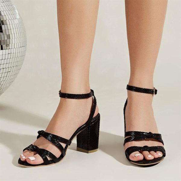 Sandals | Women’s Sandals Daily Cocktail Leather Ankle Strap Sandals Open Toe Summer Shoes Black – Womens