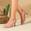 Sandals | Women’s Sandals Daily Suede Flare Heel Open Toe Summer Zipper Shoes Nude – Womens