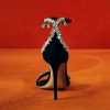 Sandals | Women’s Sandals Party Cocktail Evening Prom Sexy Microfiber Ankle Strap Sandals High Heel Open Toe Rhinestone Summer Buckle Shoes Black – Womens