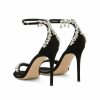 Sandals | Women’s Sandals Party Cocktail Evening Prom Sexy Microfiber Ankle Strap Sandals High Heel Open Toe Rhinestone Summer Buckle Shoes Black – Womens