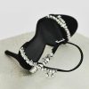 Sandals | Women’s Sandals Party Cocktail Evening Prom Sexy Microfiber Ankle Strap Sandals High Heel Open Toe Rhinestone Summer Buckle Shoes Black – Womens