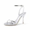 Sandals | Women’s Sandals Party Prom Evening Elegant Simple Leather Ankle Strap Sandals Bridesmaid Shoes High Heel Open Toe Solid Color Summer Buckle Shoes White – Womens