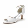 Sandals | Women’s Sandals Wedding Daily Elegant Glitter Bridesmaid Shoes Block Heel Peep Toe Solid Color Summer Buckle Shoes White – Womens