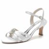 Sandals | Women’s Sandals Wedding Daily Simple Satin Wedding Sandals Bridesmaid Shoes Open Toe Rhinestone Fall Spring Summer Winter Shoes White – Womens