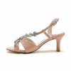 Sandals | Women’s Sandals Wedding Party Cocktail Elegant Patent Leather Slingbacks High Heel Open Toe Rhinestone Summer Buckle Shoes Beige – Womens