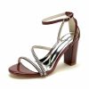 Sandals | Women’s Sandals Wedding Party Prom Evening Cocktail Elegant Patent Leather Ankle Strap Sandals Wedding Sandals Block Heel Open Toe Rhinestone Summer Buckle Shoes Black – Womens