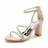 Sandals | Women’s Sandals Wedding Party Prom Evening Cocktail Elegant Patent Leather Ankle Strap Sandals Wedding Sandals Block Heel Open Toe Rhinestone Summer Buckle Shoes Black – Womens