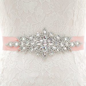 Sashes & Belts | Exquisite/Bridal Rhinestones Satin Ribbon Sash Pearl Pink – Womens