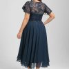 Semi-formal & Cocktail | A-line Asymmetrical Asymmetrical Lace Chiffon Cocktail Dress With Sequins Ruffle Dark Navy – Womens