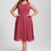 Semi-formal & Cocktail | A-line Cowl Knee-Length Chiffon Cocktail Dress With Ruffle Cinnamon Rose – Womens