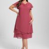 Semi-formal & Cocktail | A-line Cowl Knee-Length Chiffon Cocktail Dress With Ruffle Cinnamon Rose – Womens