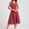 Semi-formal & Cocktail | A-line Cowl Knee-Length Chiffon Cocktail Dress With Ruffle Cinnamon Rose – Womens