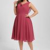 Semi-formal & Cocktail | A-line Cowl Knee-Length Chiffon Cocktail Dress With Ruffle Cinnamon Rose – Womens