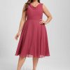 Semi-formal & Cocktail | A-line Cowl Knee-Length Chiffon Cocktail Dress With Ruffle Cinnamon Rose – Womens