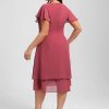 Semi-formal & Cocktail | A-line Cowl Knee-Length Chiffon Cocktail Dress With Ruffle Cinnamon Rose – Womens