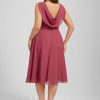 Semi-formal & Cocktail | A-line Cowl Knee-Length Chiffon Cocktail Dress With Ruffle Cinnamon Rose – Womens