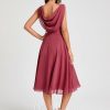 Semi-formal & Cocktail | A-line Cowl Knee-Length Chiffon Cocktail Dress With Ruffle Cinnamon Rose – Womens