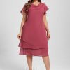 Semi-formal & Cocktail | A-line Cowl Knee-Length Chiffon Cocktail Dress With Ruffle Cinnamon Rose – Womens