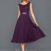 Semi-formal & Cocktail | A-line Cowl Knee-Length Chiffon Cocktail Dress With Sequins Beading Grape – Womens