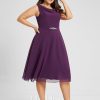 Semi-formal & Cocktail | A-line Cowl Knee-Length Chiffon Cocktail Dress With Sequins Beading Grape – Womens