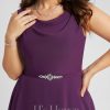 Semi-formal & Cocktail | A-line Cowl Knee-Length Chiffon Cocktail Dress With Sequins Beading Grape – Womens