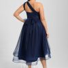 Semi-formal & Cocktail | A-line Halter One Shoulder V-Neck Asymmetrical Tulle Cocktail Dress As Picture – Womens