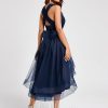 Semi-formal & Cocktail | A-line Halter One Shoulder V-Neck Asymmetrical Tulle Cocktail Dress As Picture – Womens