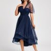 Semi-formal & Cocktail | A-line Halter One Shoulder V-Neck Asymmetrical Tulle Cocktail Dress As Picture – Womens