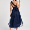 Semi-formal & Cocktail | A-line Halter One Shoulder V-Neck Asymmetrical Tulle Cocktail Dress As Picture – Womens