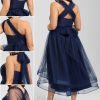 Semi-formal & Cocktail | A-line Halter One Shoulder V-Neck Asymmetrical Tulle Cocktail Dress As Picture – Womens