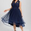 Semi-formal & Cocktail | A-line Halter One Shoulder V-Neck Asymmetrical Tulle Cocktail Dress As Picture – Womens