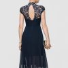 Semi-formal & Cocktail | A-line High Neck Asymmetrical Chiffon Cocktail Dress Dark Navy – Womens