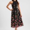 Semi-formal & Cocktail | A-line High Neck Tea-Length Lace Cocktail Dress With Flower Black – Womens