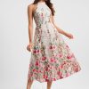 Semi-formal & Cocktail | A-line High Neck Tea-Length Lace Cocktail Dress With Flower Black – Womens